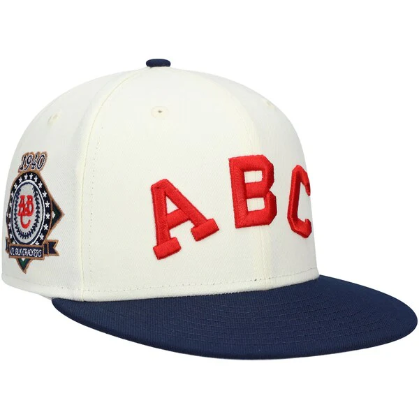Rings & Crwns  Atlanta Black Crackers Team Fitted Hat - Cream/Navy