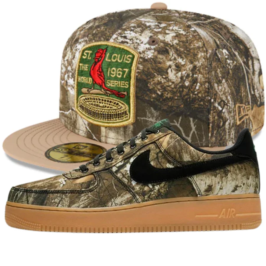 Just Caps Camouflage Fitted Hats w/ Nike Air Force 1 Low Realtree Black