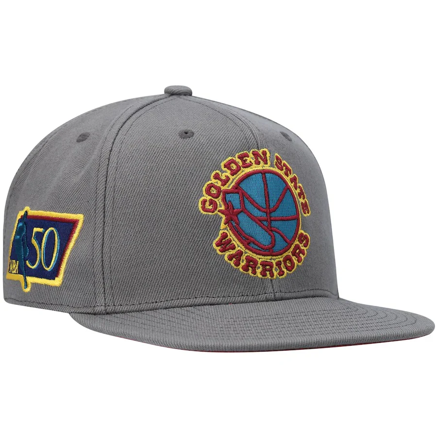 Mitchell & Ness Golden State Warriors Charcoal Hardwood Classics Carbon Cabarnet Fitted Hat