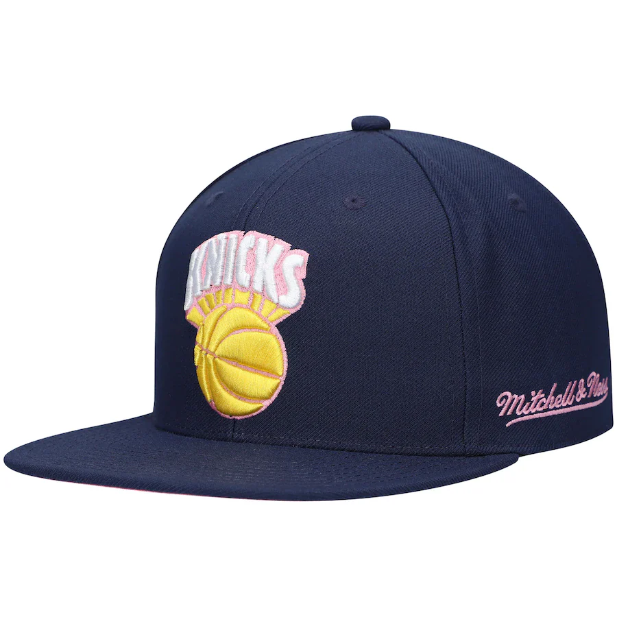 Mitchell & Ness New York Knicks Navy 50th Anniversary Burnt Sunrise Fitted Hat - Image 4