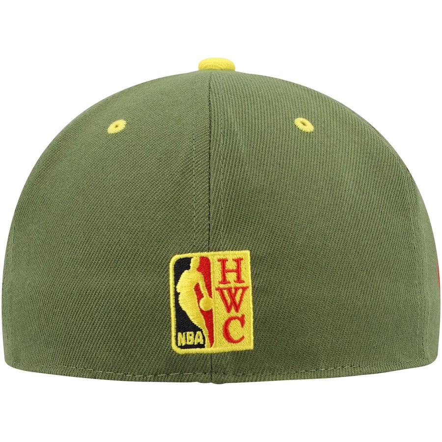 Mitchell & Ness x Lids Boston Celtics Olive 50th Anniversary Hardwood Classics Dusty Fitted Hat - Image 3