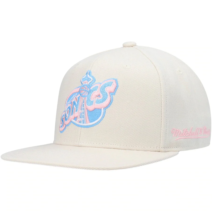 Mitchell & Ness x Lids Seattle Supersonics Cream Secondary Logo Hardwood Classics Cake Pop Fitted Hat - Image 5