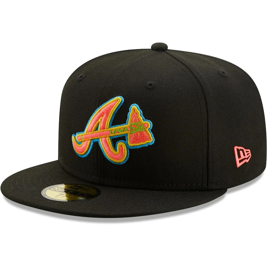 New Era Atlanta Braves Black Glow Undervisor 59FIFTY Fitted Hat