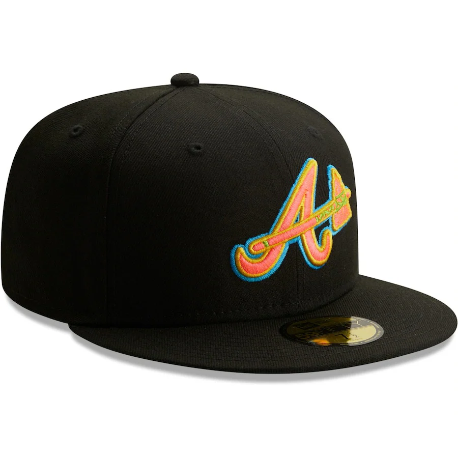 New Era Atlanta Braves Black Glow Undervisor 59FIFTY Fitted Hat - Image 5