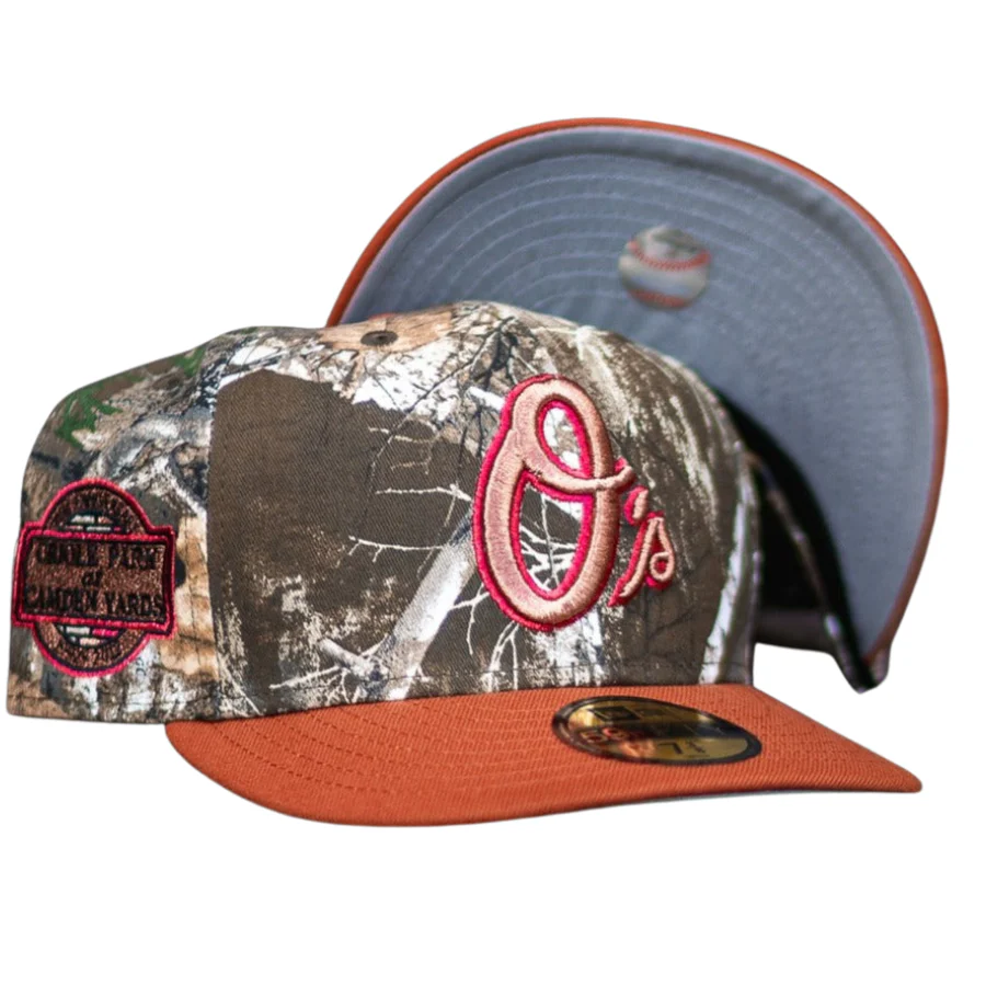 New Era Baltimore Orioles 20th Anniversary Realtree Camo/Rust Orange 59FIFTY Fitted Hat - Image 3