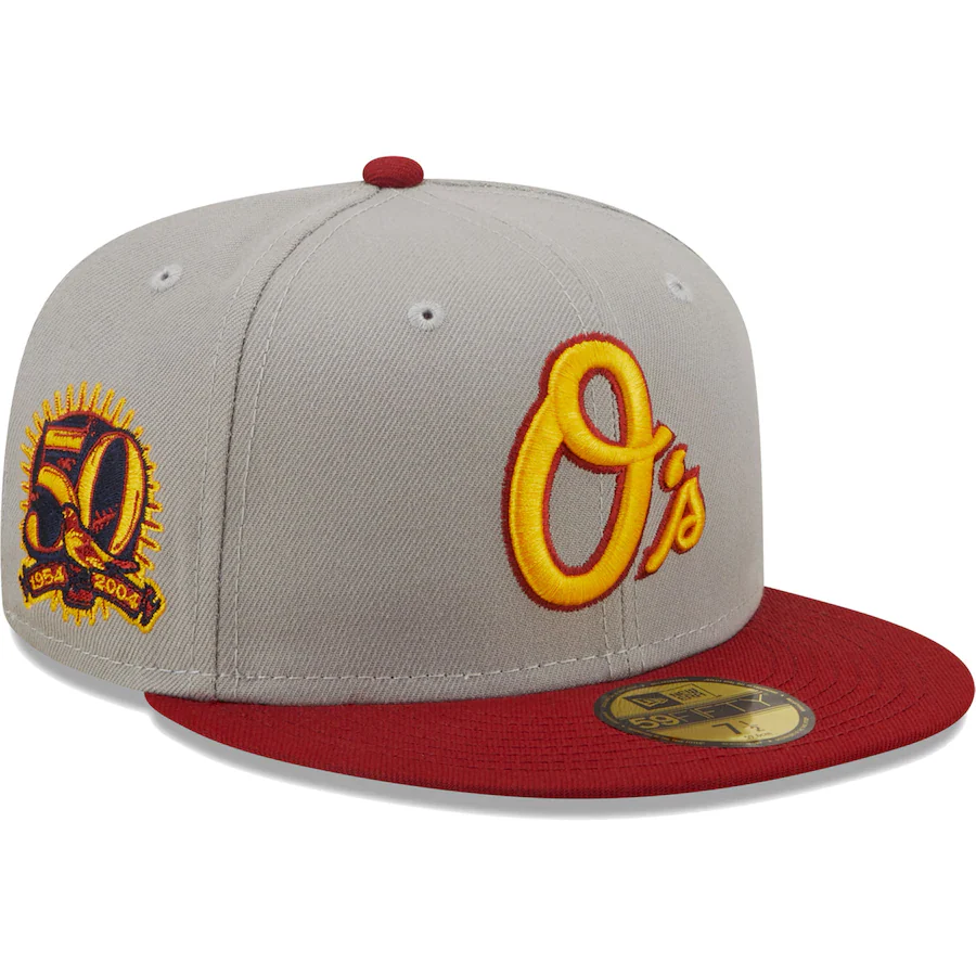 New Era Baltimore Orioles Gray/Red 50th Anniversary Navy Undervisor 59FIFTY Fitted Hat