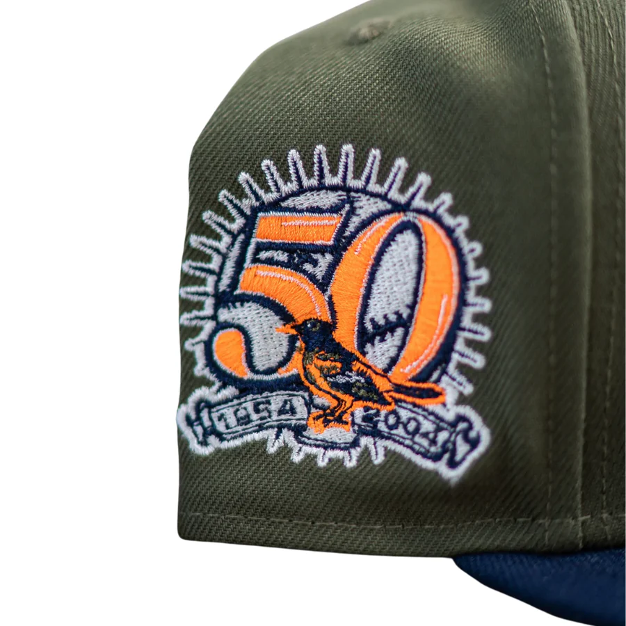 New Era Baltimore Orioles Olive/Navy 50th Anniversary Rust UV 59FIFTY Fitted Hat - Image 2
