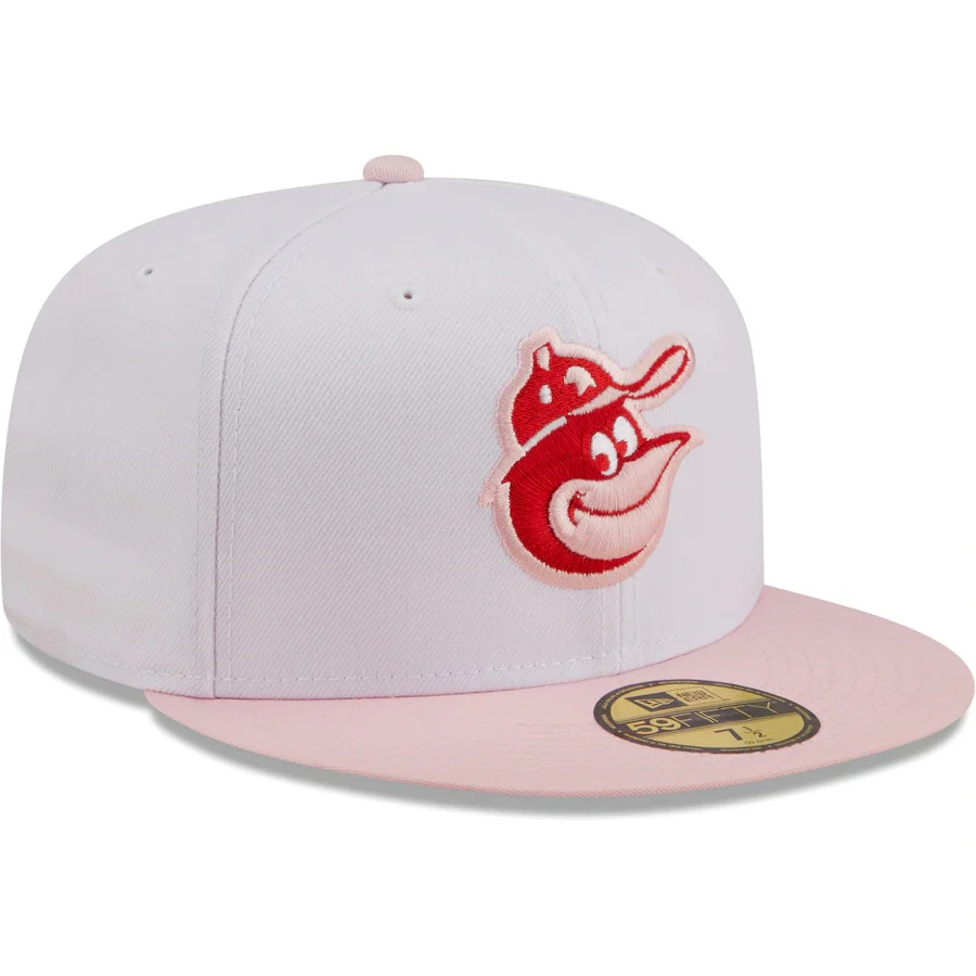 New Era Baltimore Orioles White/Pink Scarlet Undervisor 59FIFTY Fitted Hat - Image 4