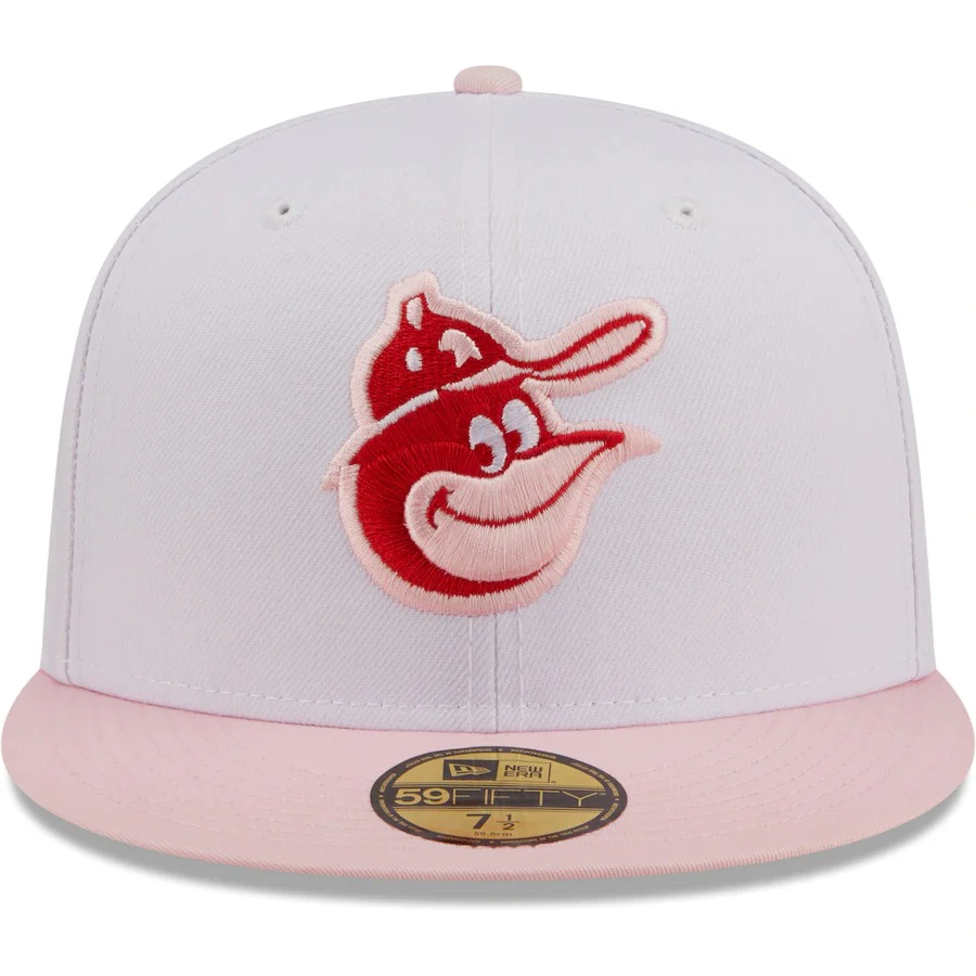 New Era Baltimore Orioles White/Pink Scarlet Undervisor 59FIFTY Fitted Hat - Image 5