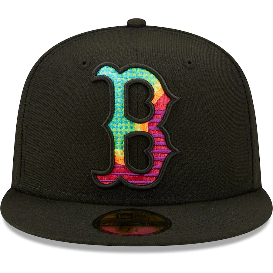 New Era Black Boston Red Sox Neon Fill 59FIFTY Fitted Hat - Image 2