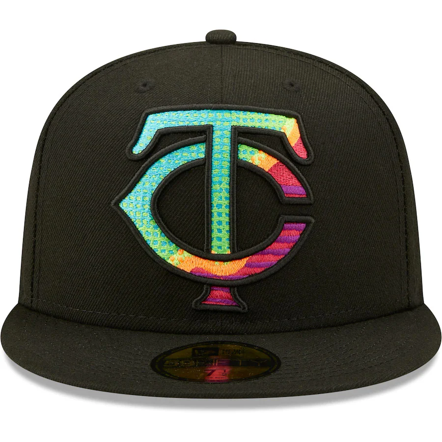 New Era Black Minnesota Twins Neon Fill 59FIFTY Fitted Hat - Image 2