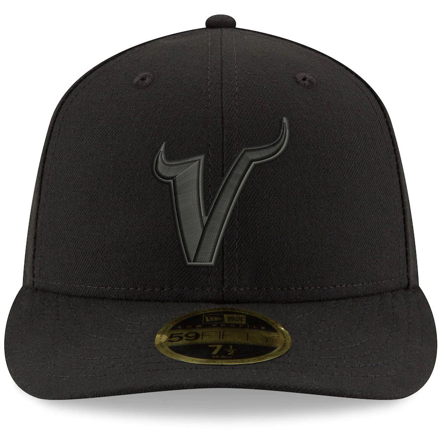 New Era Black Minnesota Vikings Alternate Logo Low Profile 59FIFTY Fitted Hat - Image 2