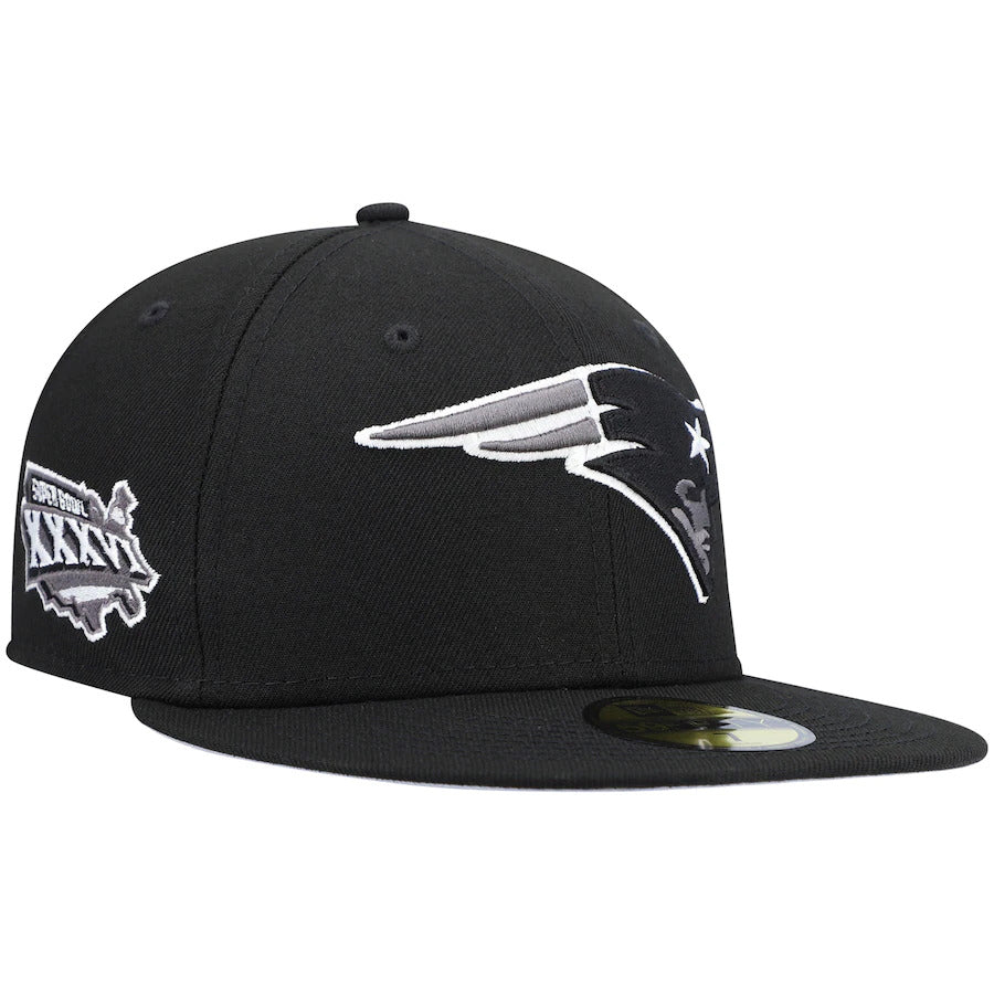 New Era Black New England Patriots Super Bowl Patch 59FIFTY Fitted Hat - Image 3