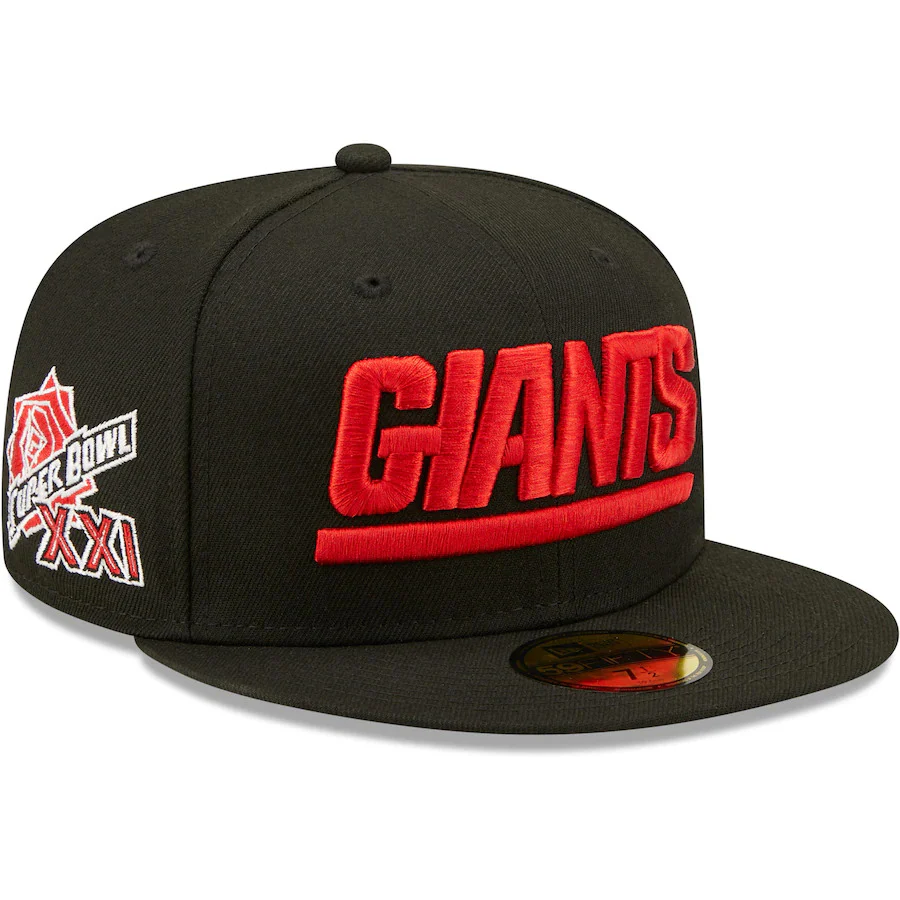 New Era Black New York Giants Red Undervisor Super Bowl XXI Side Patch 59FIFTY Fitted Hat - Image 3