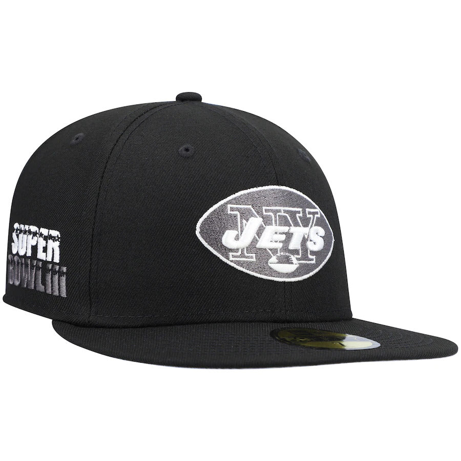 New Era Black New York Jets Super Bowl Patch 59FIFTY Fitted Hat - Image 3