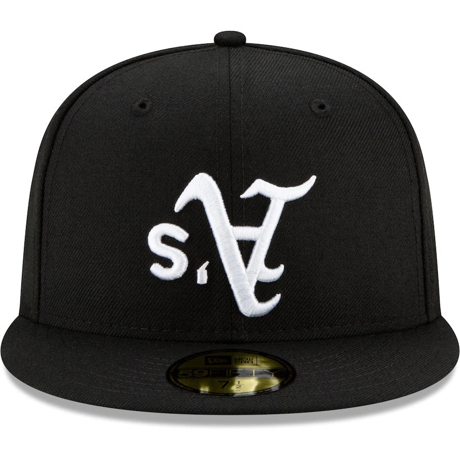 New Era Black Oakland Athletics Upside Down Logo 59FIFTY Fitted Hat - Image 2