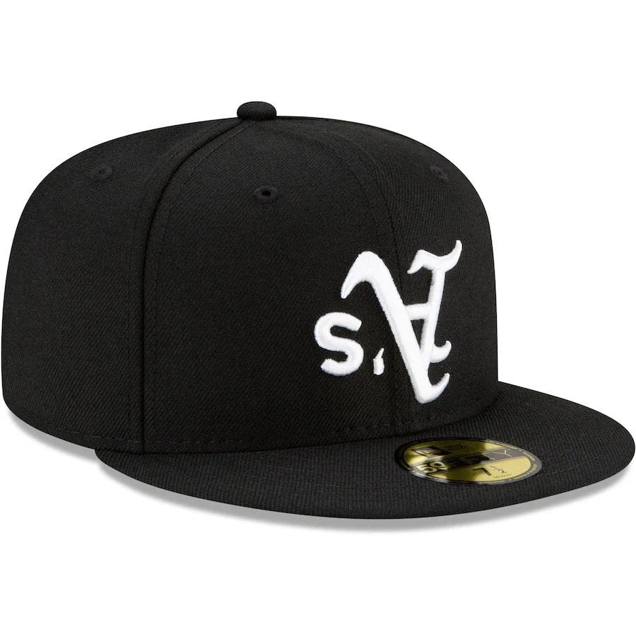 New Era Black Oakland Athletics Upside Down Logo 59FIFTY Fitted Hat - Image 3