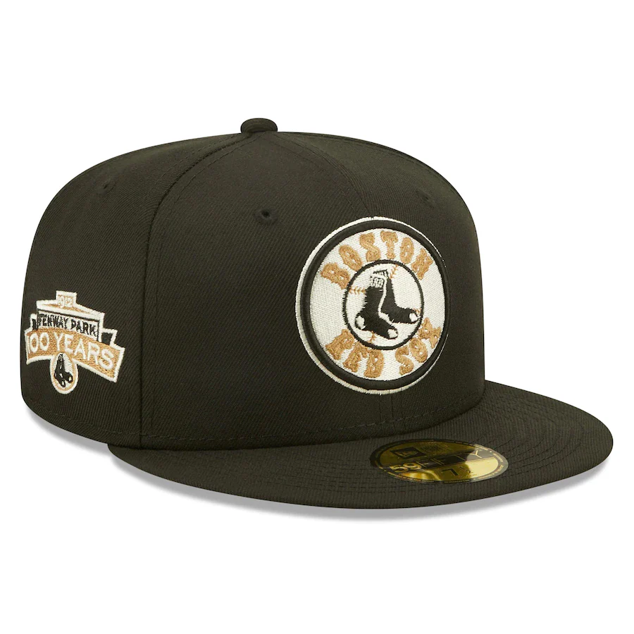 New Era Boston Red Sox Black Alternate Logo Wheat Undervisor 59FIFTY Fitted Hat