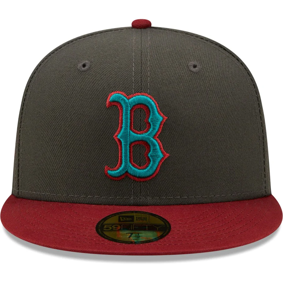 New Era Boston Red Sox Graphite/Cardinal 2007 World Series Titlewave 59FIFTY Fitted Hat - Image 2