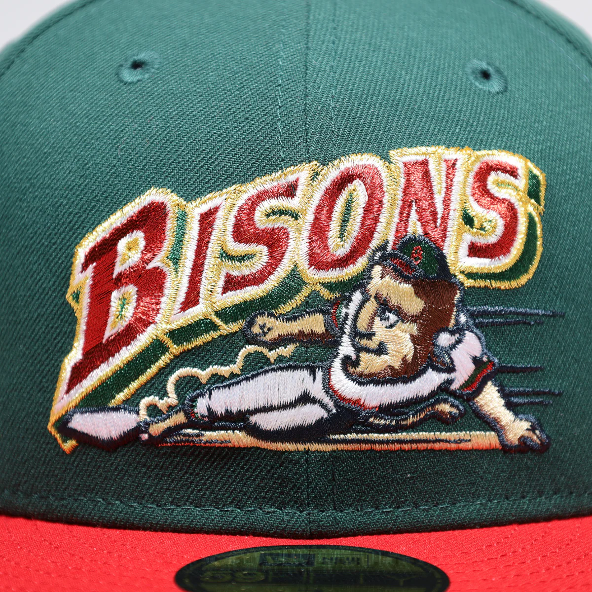 New Era Buffalo Bisons Buster Dark Green/Red 59FIFTY Fitted Hat - Image 3