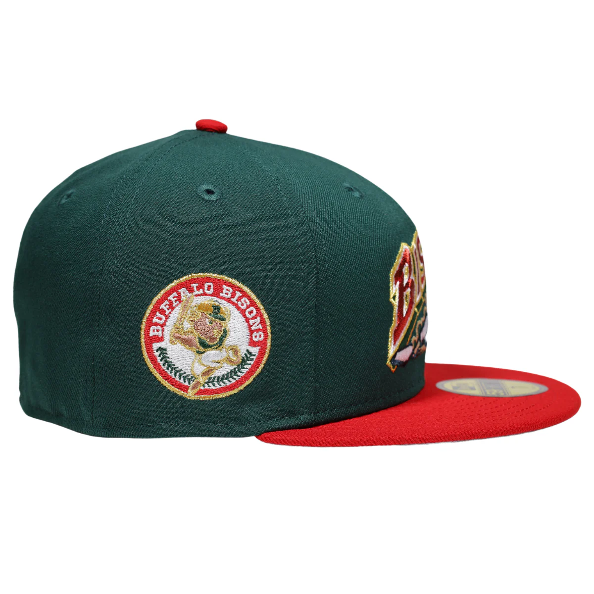 New Era Buffalo Bisons Buster Dark Green/Red 59FIFTY Fitted Hat - Image 4