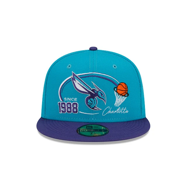 New Era Charlotte Hornets Two-Tone Hoops 59fifty Fitted Hat - Image 2