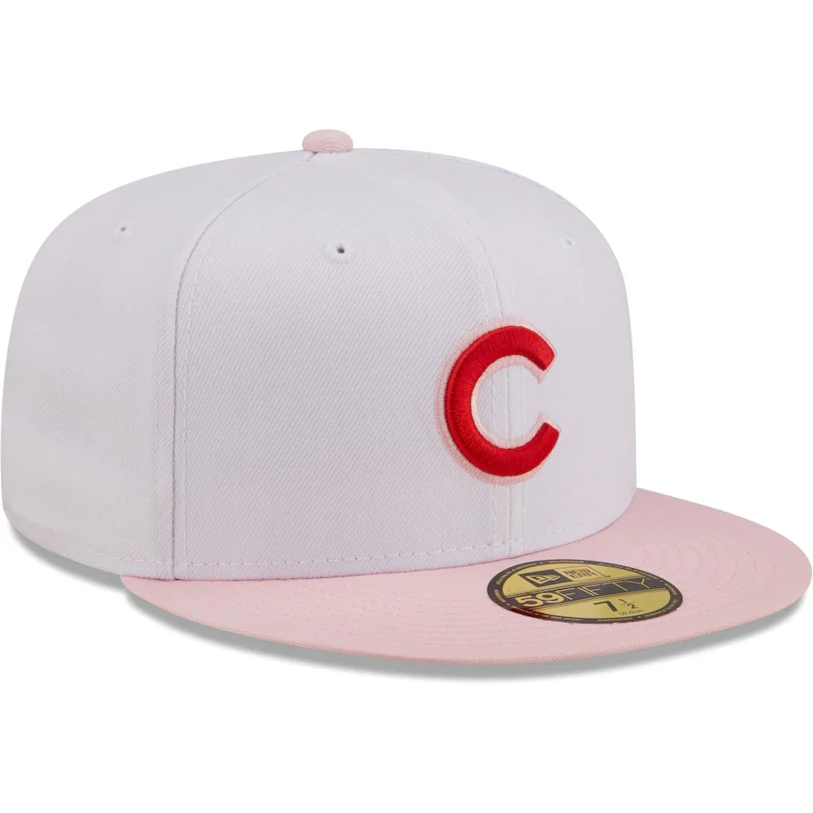 New Era Chicago Cubs White/Pink Scarlet Undervisor 59FIFTY Fitted Hat - Image 4