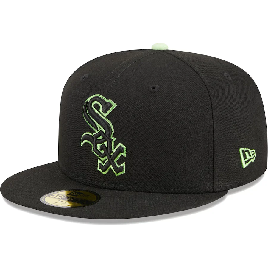 New Era Chicago White Sox Black/Lime Pastel Undervisor 2023 59FIFTY Fitted Hat - Image 4