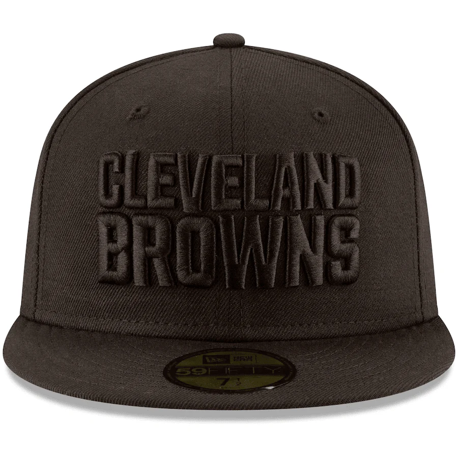New Era Cleveland Browns Black on Black 59Fifty Fitted Hat - Image 2