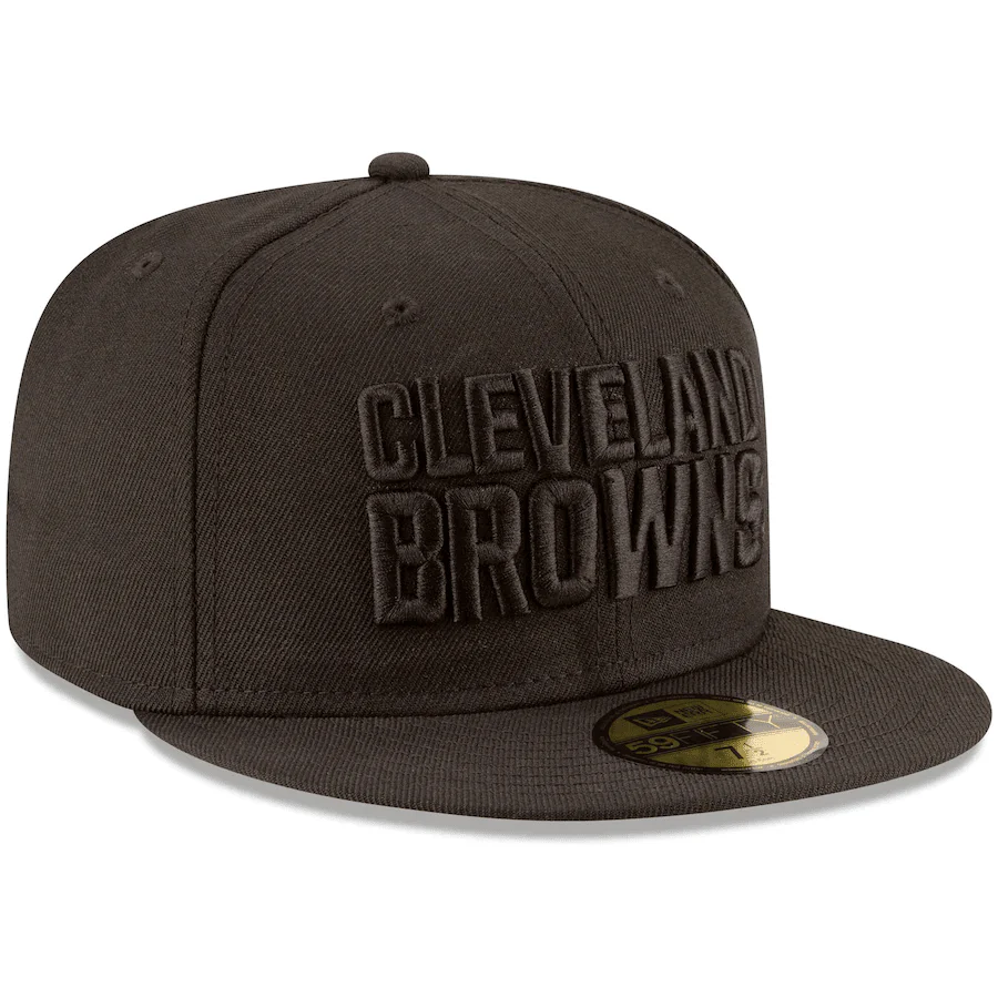 New Era Cleveland Browns Black on Black 59Fifty Fitted Hat - Image 3