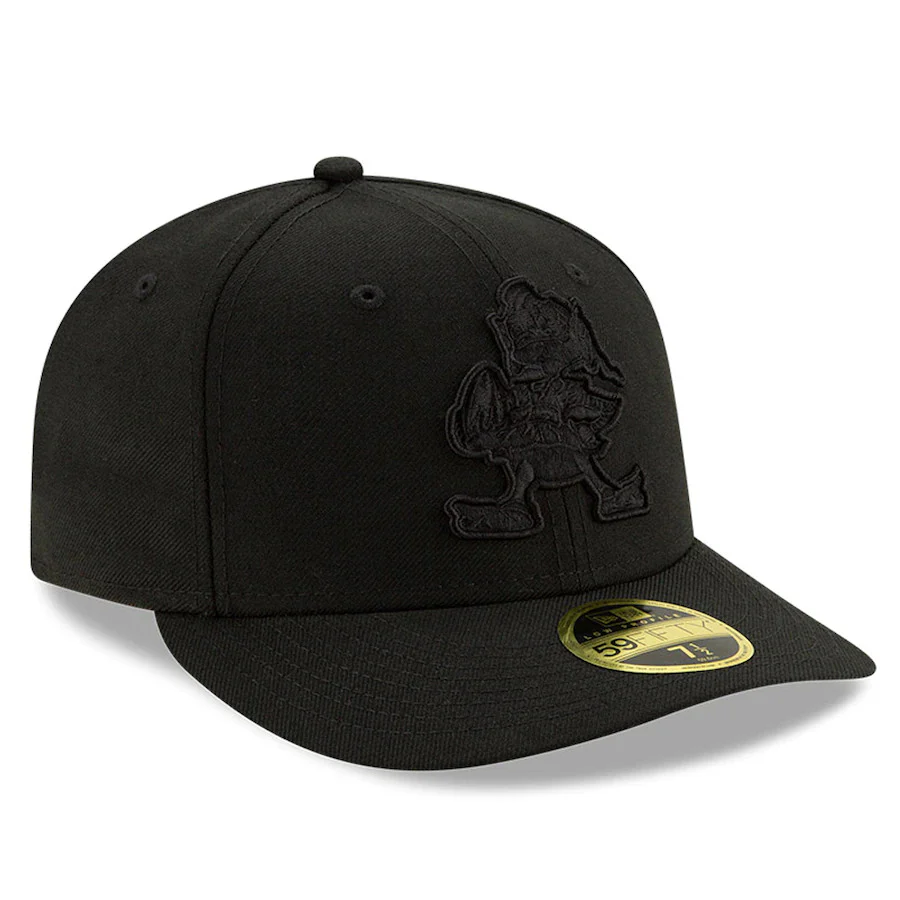 New Era Cleveland Browns Black Throwback Logo Low Profile 59FIFTY Fitted Hat - Image 3