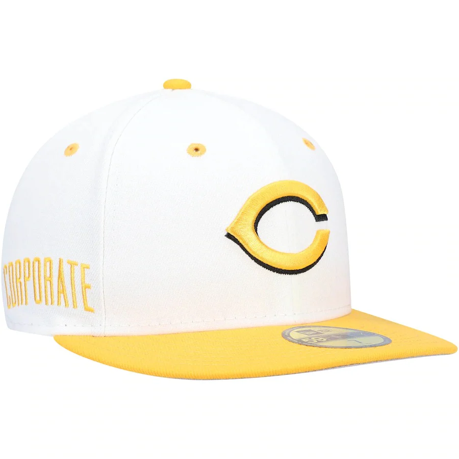 New Era Corporate x Cincinnati Reds White/Gold 59FIFTY Fitted Hat