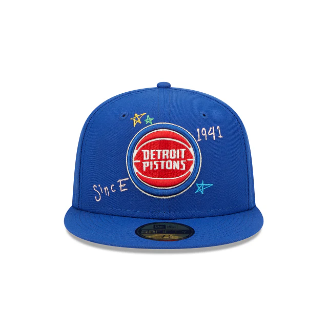 New Era Detroit Pistons Scribble Collection 2022 59FIFTY Fitted Hat - Image 2