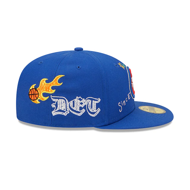 New Era Detroit Pistons Scribble Collection 2022 59FIFTY Fitted Hat - Image 4