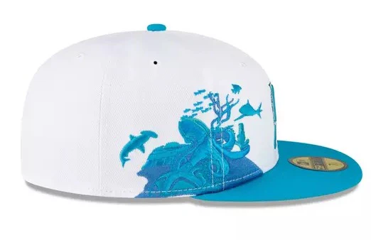 New Era Florida Marlins 'Under The Sea' White/teal 59FIFTY Fitted Hat - Image 4