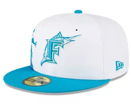 New Era Florida Marlins 'Under The Sea' White/teal 59FIFTY Fitted Hat - Image 5