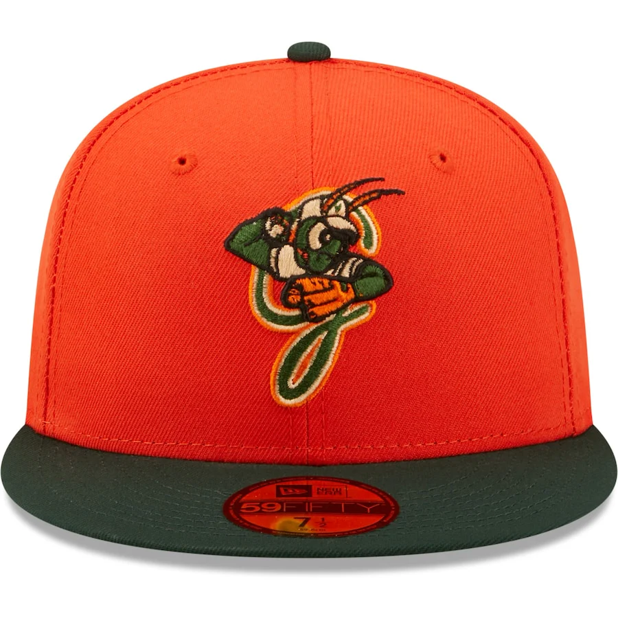 New Era Greensboro Grasshoppers Orange Authentic Collection 59FIFTY Fitted Hat - Image 3