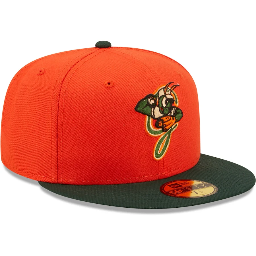 New Era Greensboro Grasshoppers Orange Authentic Collection 59FIFTY Fitted Hat - Image 5