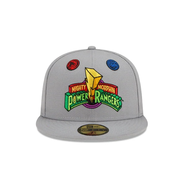 New Era Grey Mighty Morphin Power Rangers Emblem Eyelets 59FIFTY Fitted Hat - Image 7