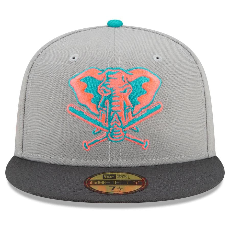 New Era Grey Oakland Athletics Hot Pink Undervisor 59FIFTY Fitted Hat - Image 3