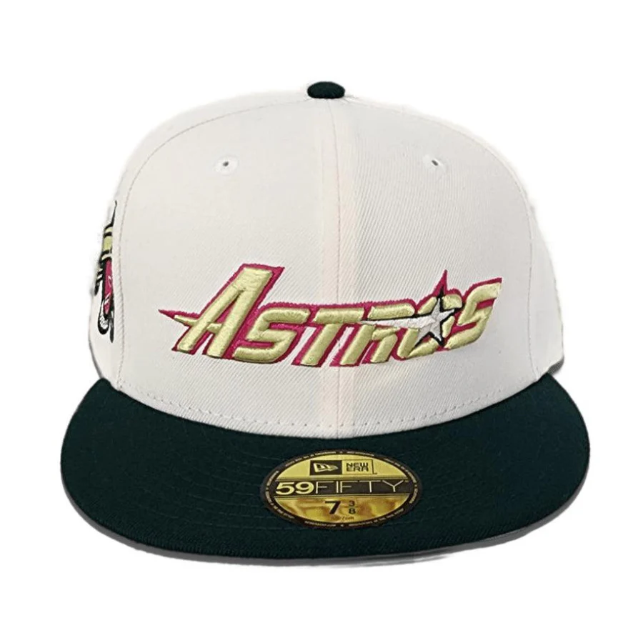 New Era Houston Astros Off-White/Forest Green 59FIFTY Fitted Hat