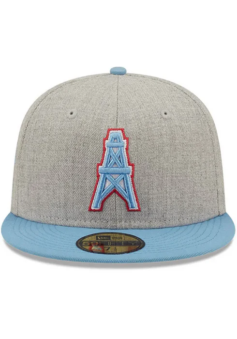 New Era Houston Oilers Heather Grey 59FIFTY Fitted Hat - Image 6