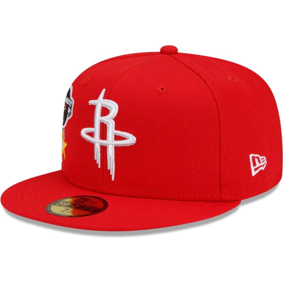 New Era Houston Rockets Red City Cluster 59FIFTY Fitted Hat - Image 3