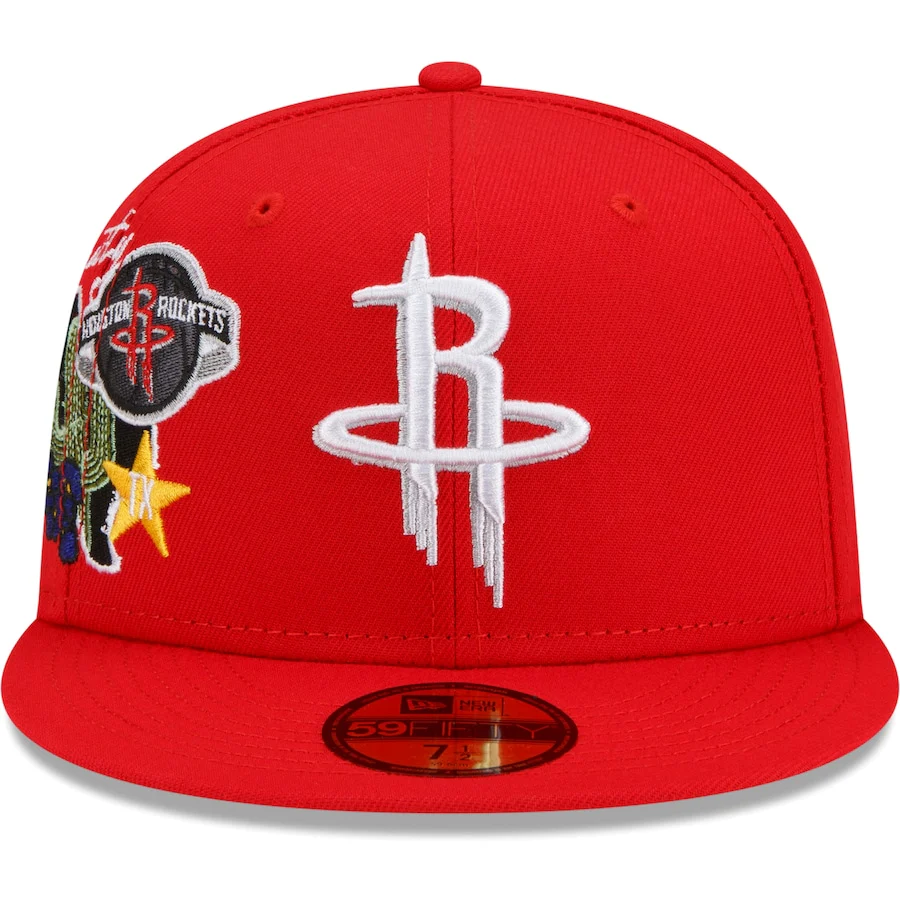 New Era Houston Rockets Red City Cluster 59FIFTY Fitted Hat - Image 5