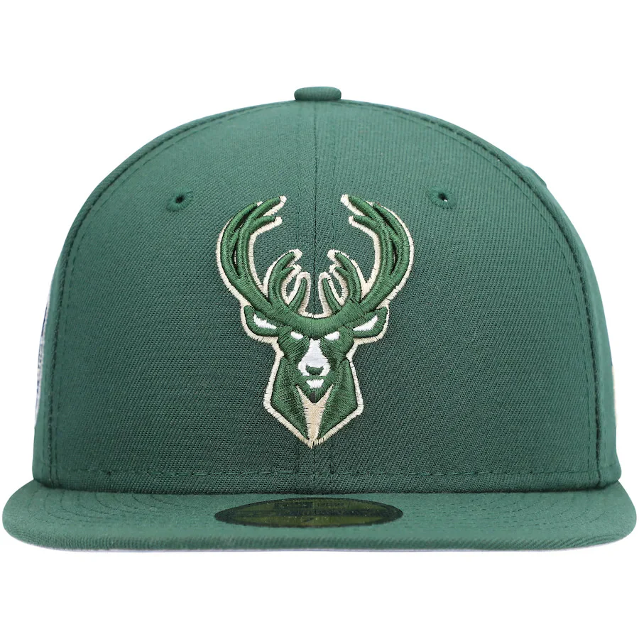 New Era Hunter Green Milwaukee Bucks Team Logoman 59FIFTY Fitted Hat - Image 3