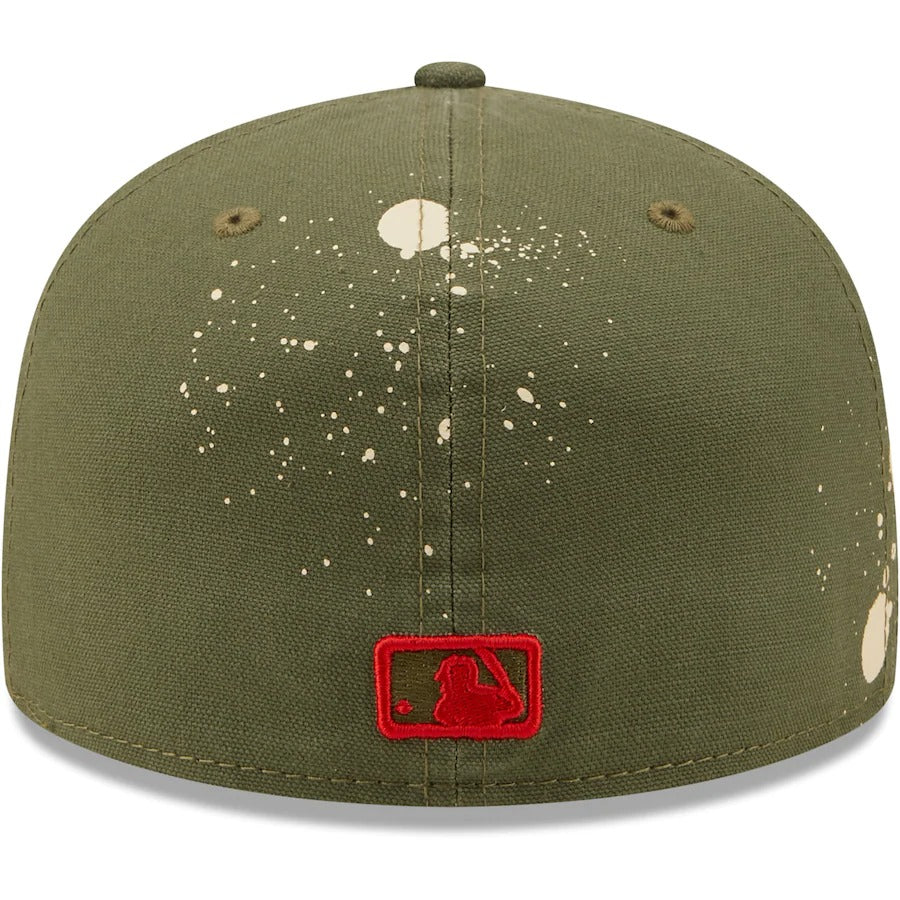New Era Los Angeles Angels Olive Splatter 59FIFTY Fitted Hat - Image 3