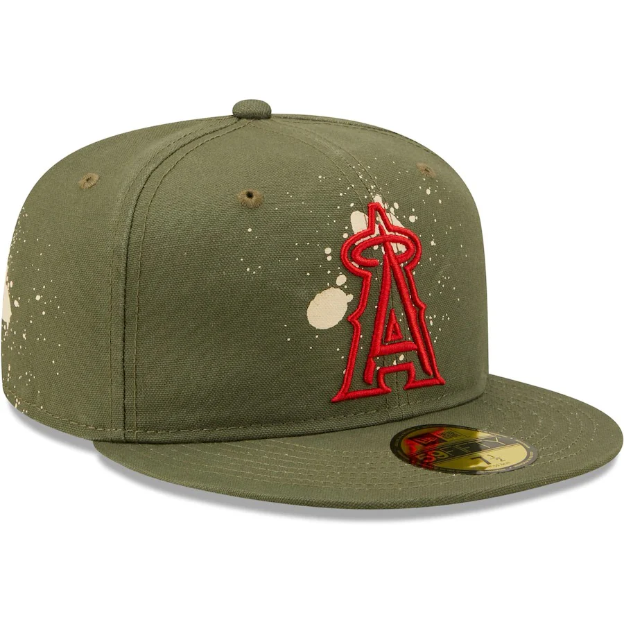New Era Los Angeles Angels Olive Splatter 59FIFTY Fitted Hat - Image 4