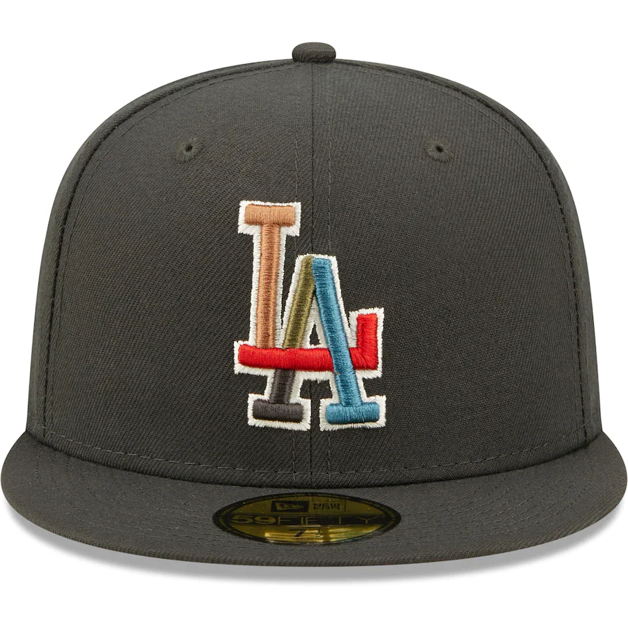 New Era Los Angeles Dodgers Charcoal Multi Color Pack 59FIFTY Fitted Hat - Image 5