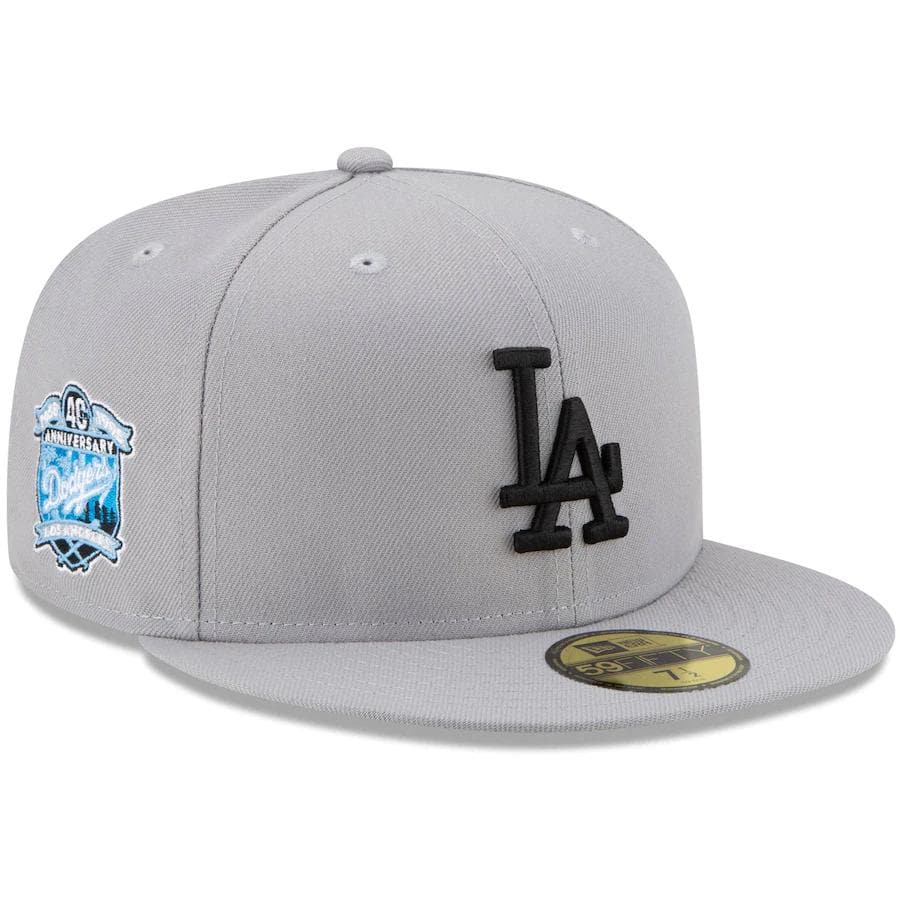 New Era Los Angeles Dodgers Gray 40th Season Sky Blue Undervisor 59FIFTY Fitted Hat - Image 3