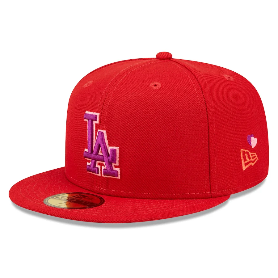New Era Los Angeles Dodgers Red Purple Undervisor 59FIFTY Fitted Hat